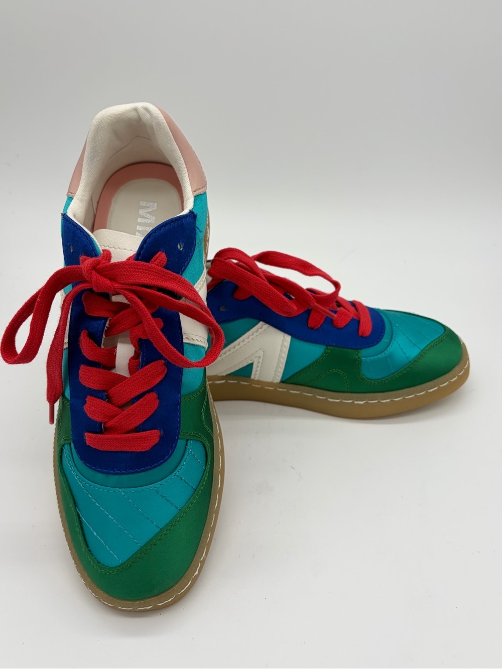MIA Multi-Color Leather & Suede Sneakers with Red Laces